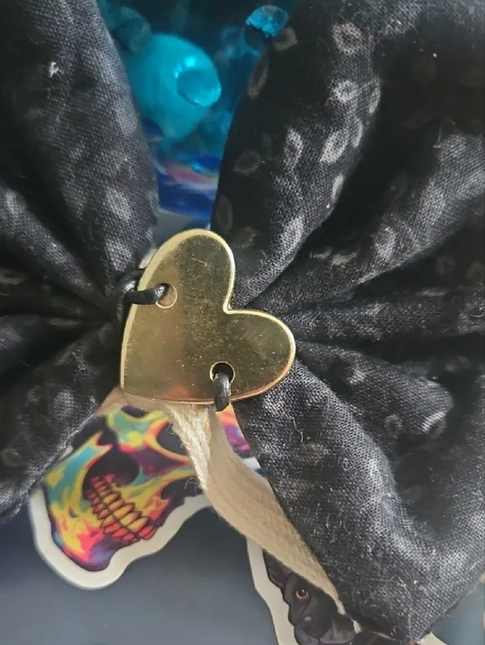 Hand Crafted Dog/Pet Collar Accent Bow Gold Heart NEW